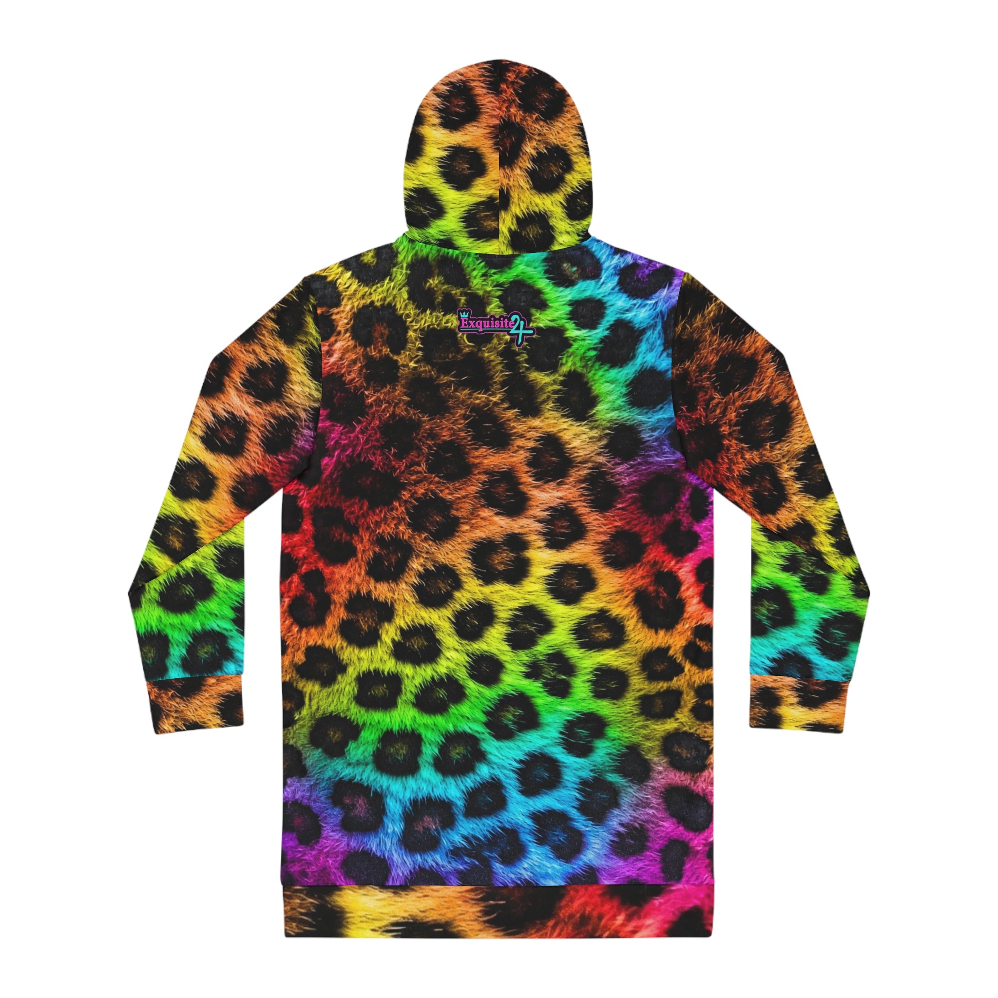 Rainbow Leopard Hoodie Dress