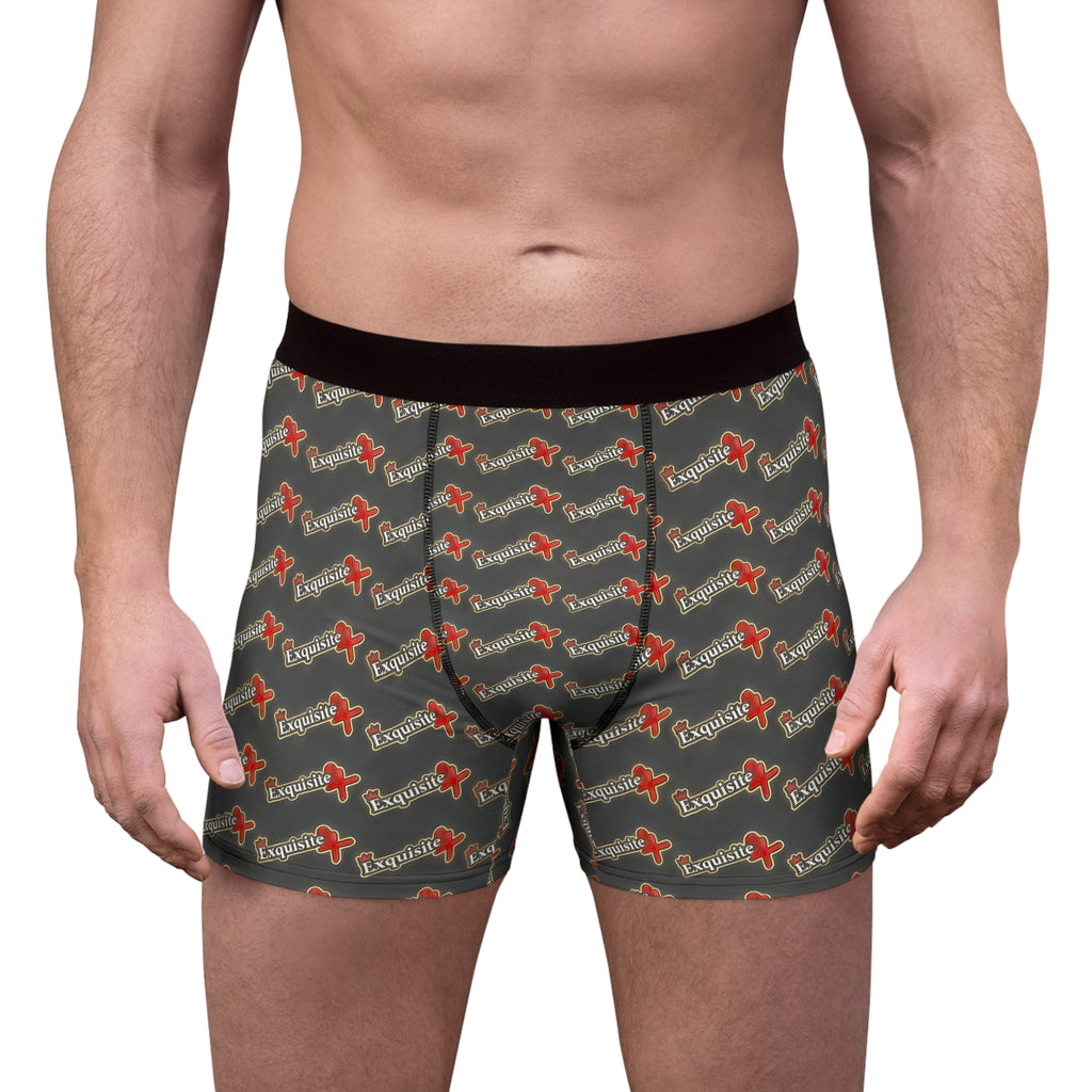 Exquisite 24 Boxer Briefs — Grey All-Over Logo Print