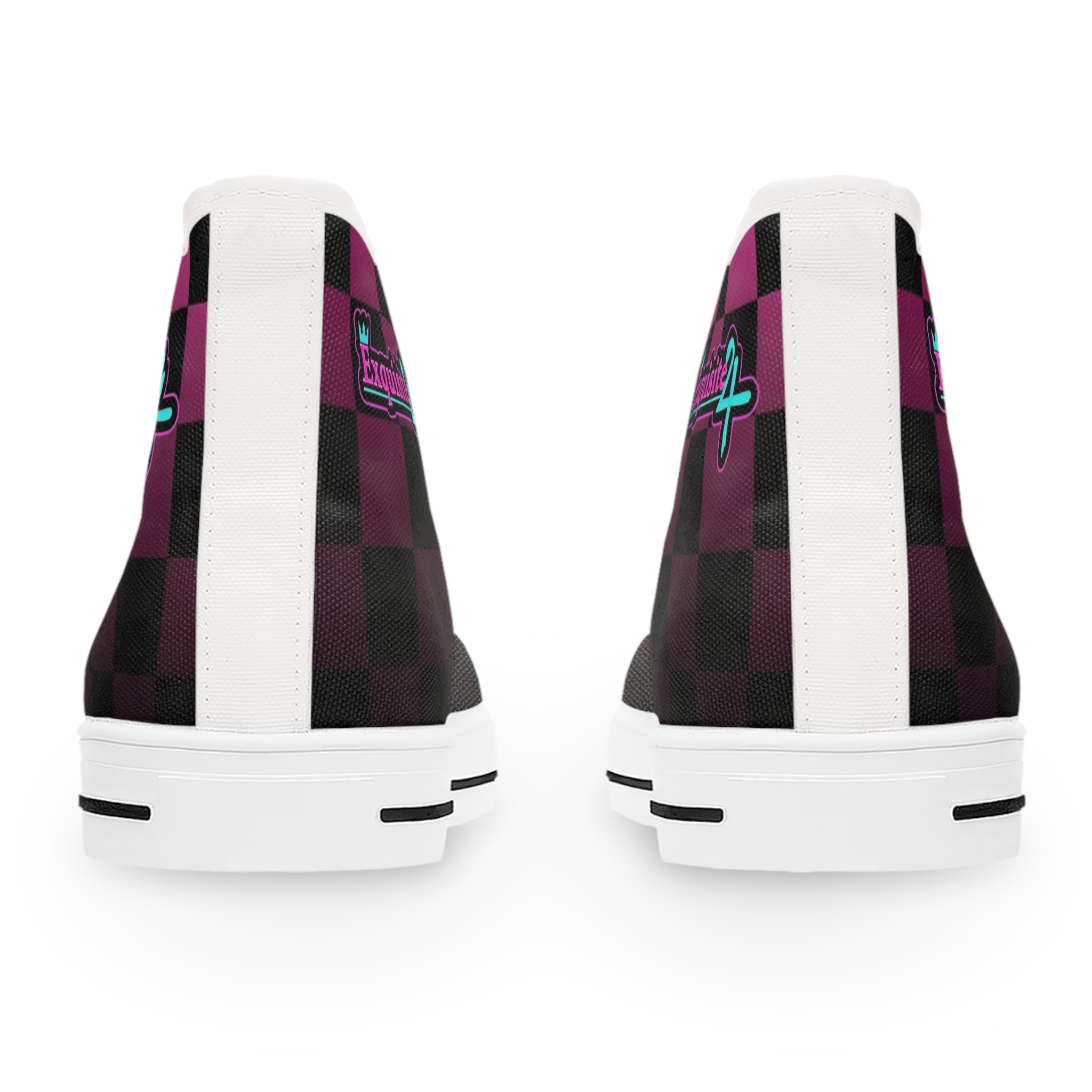 Women's Pink & Black Checkerboard High Top Sneakers