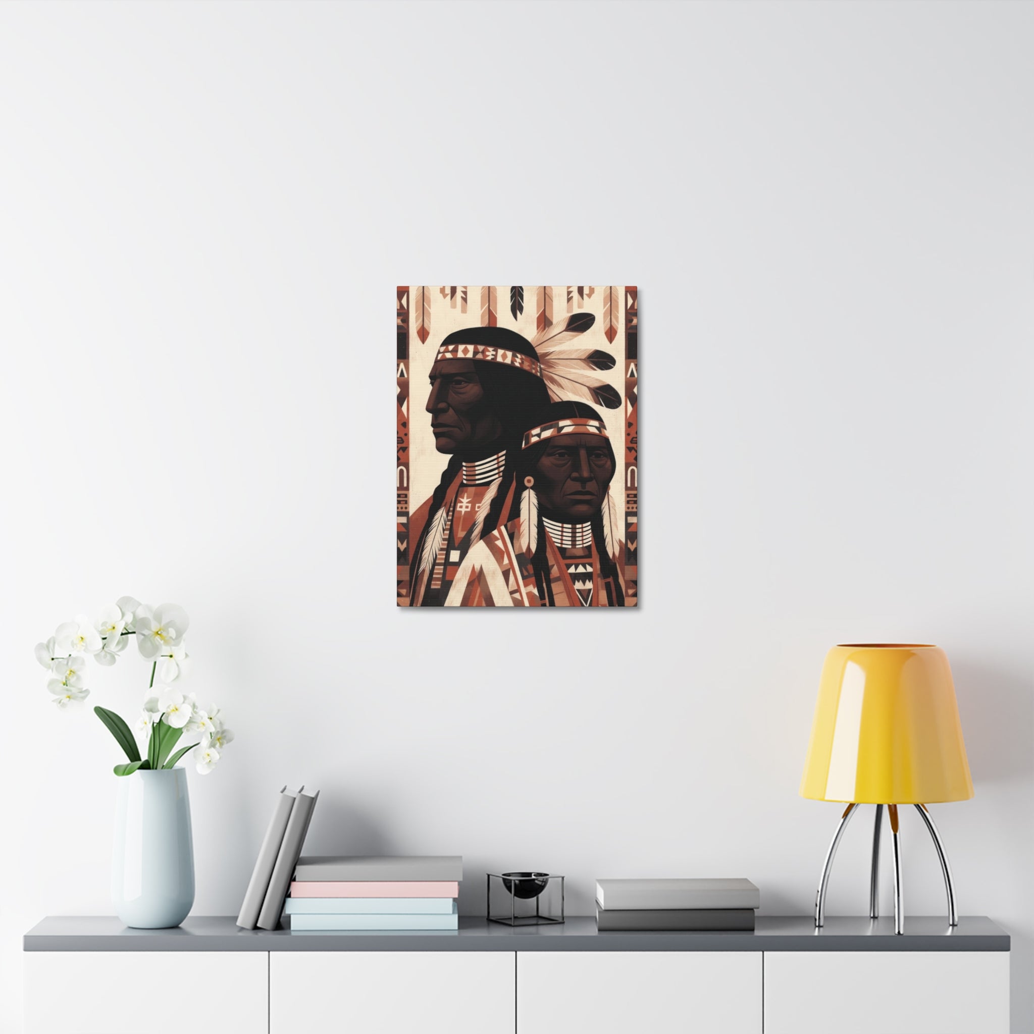 Aboriginal American Chiefs Portrait Stretched Canvas