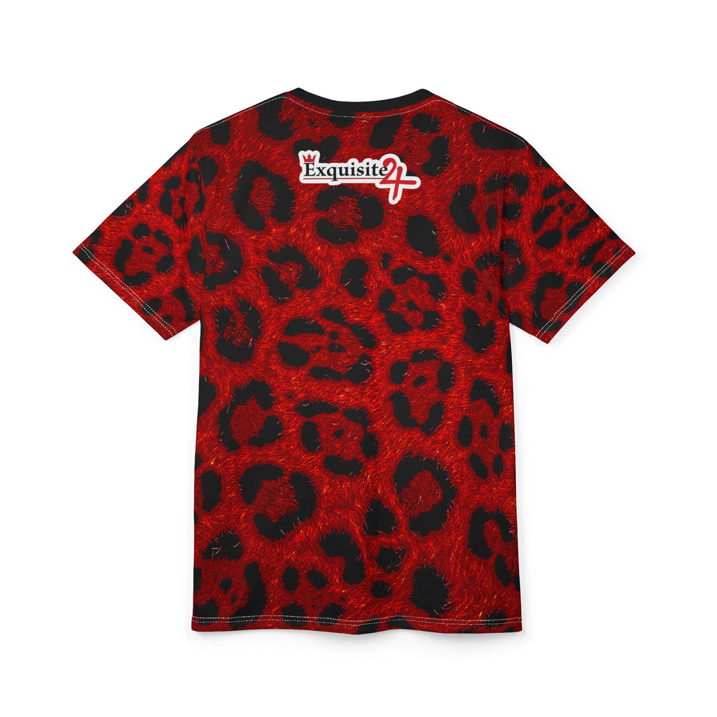 Exquisite 24 Legendary Graphic Tee — Red Leopard Sleeve All-Over Print
