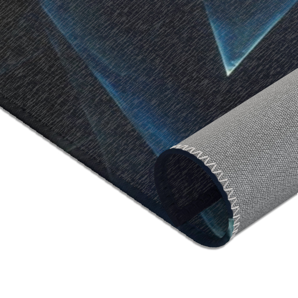 Geometric Blue Triangle Area Rug — Modern Abstract Accent Rug for Living Room & Bedroom