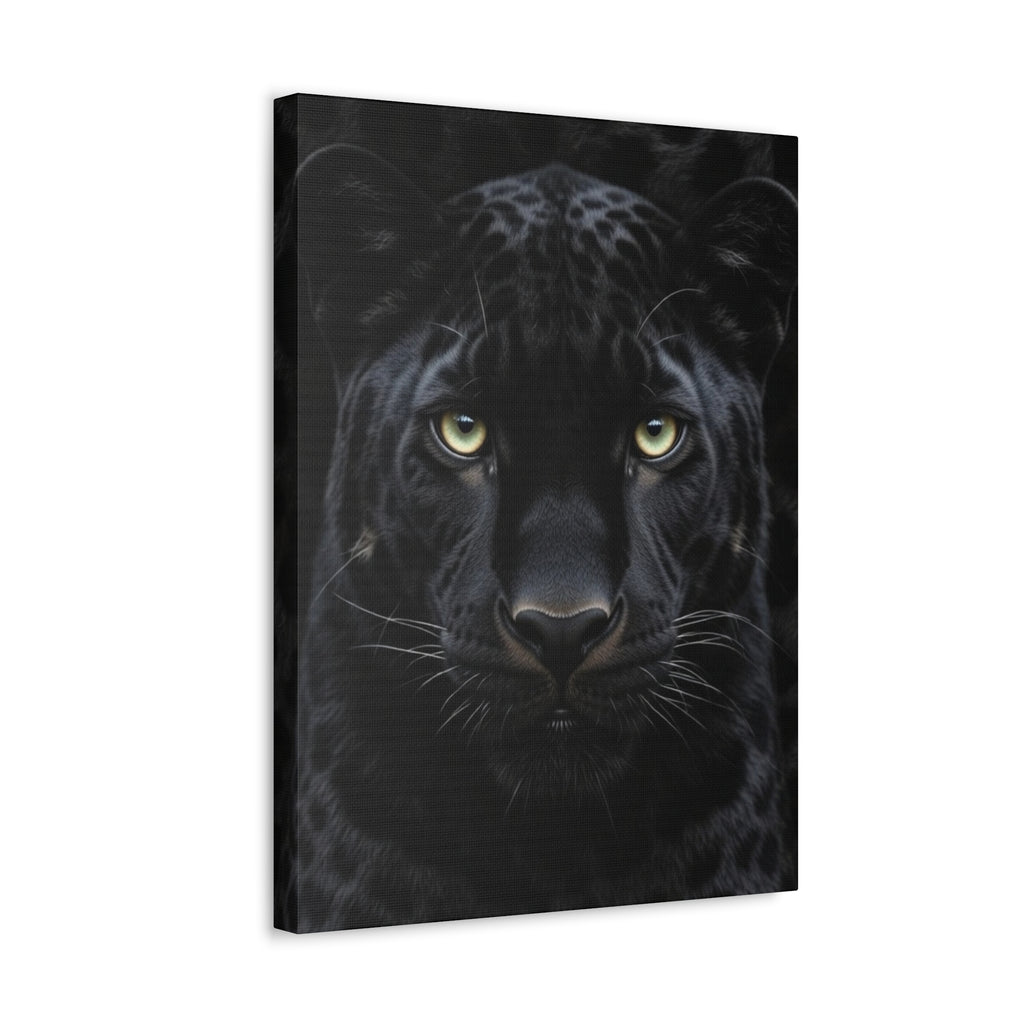 Black Panther Wall Canvas — Intense Close-Up Stretched Canvas Art