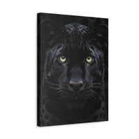 Black Panther Wall Canvas — Intense Close-Up Stretched Canvas Art