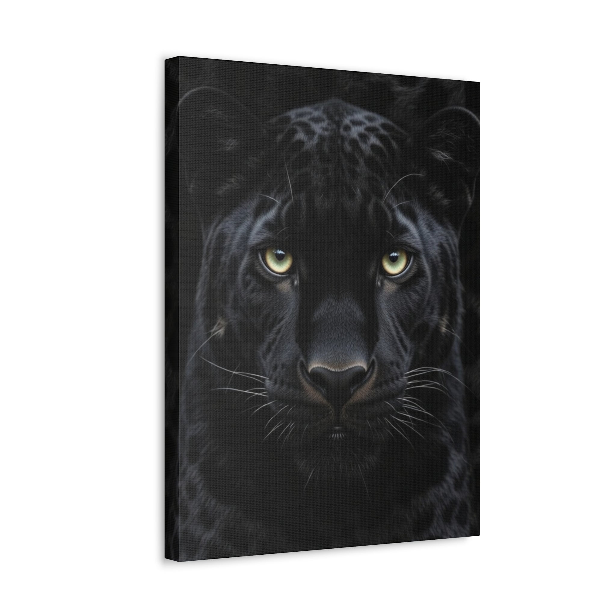 Black Panther Wall Canvas — Intense Close-Up Stretched Canvas Art