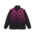 Pink Gradient Checkerboard Puffer Jacket