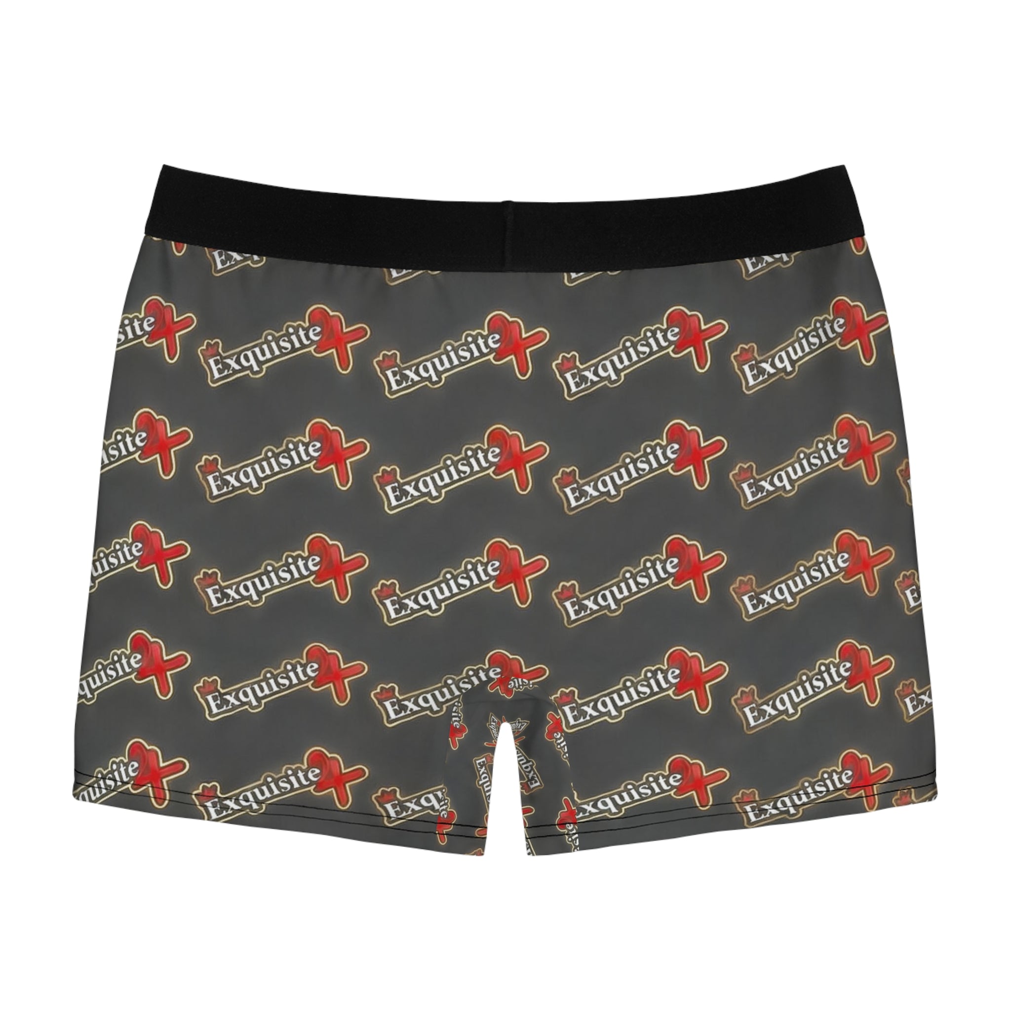 Exquisite 24 Boxer Briefs — Grey All-Over Logo Print