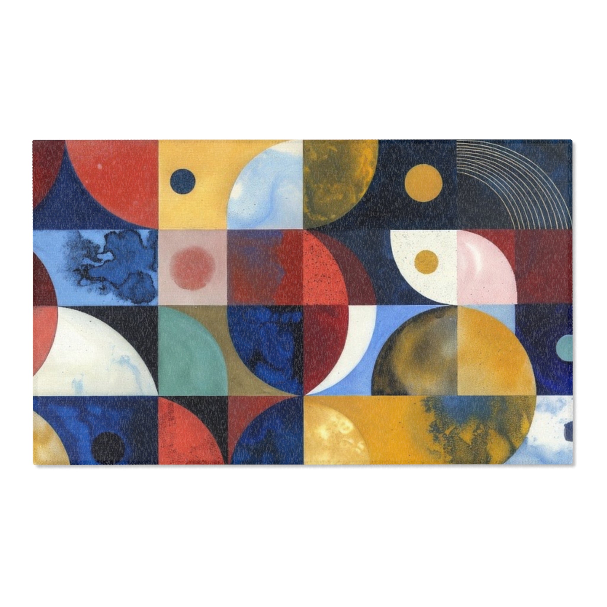 Geometric Color Block Area Rug — Mid-Century Abstract Modern Accent Rug