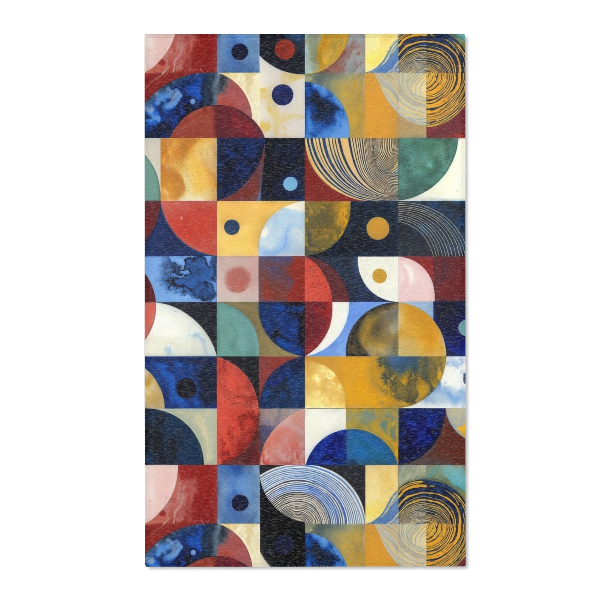 Geometric Color Block Area Rug — Mid-Century Abstract Modern Accent Rug