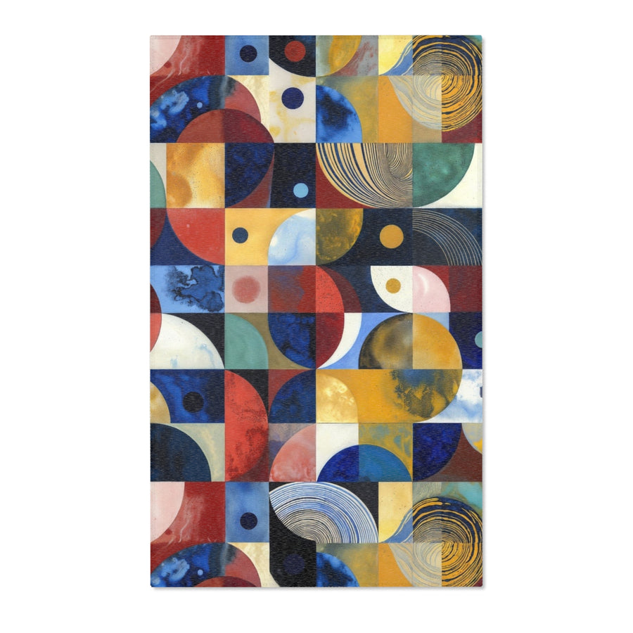 Geometric Color Block Area Rug — Mid-Century Abstract Modern Accent Rug
