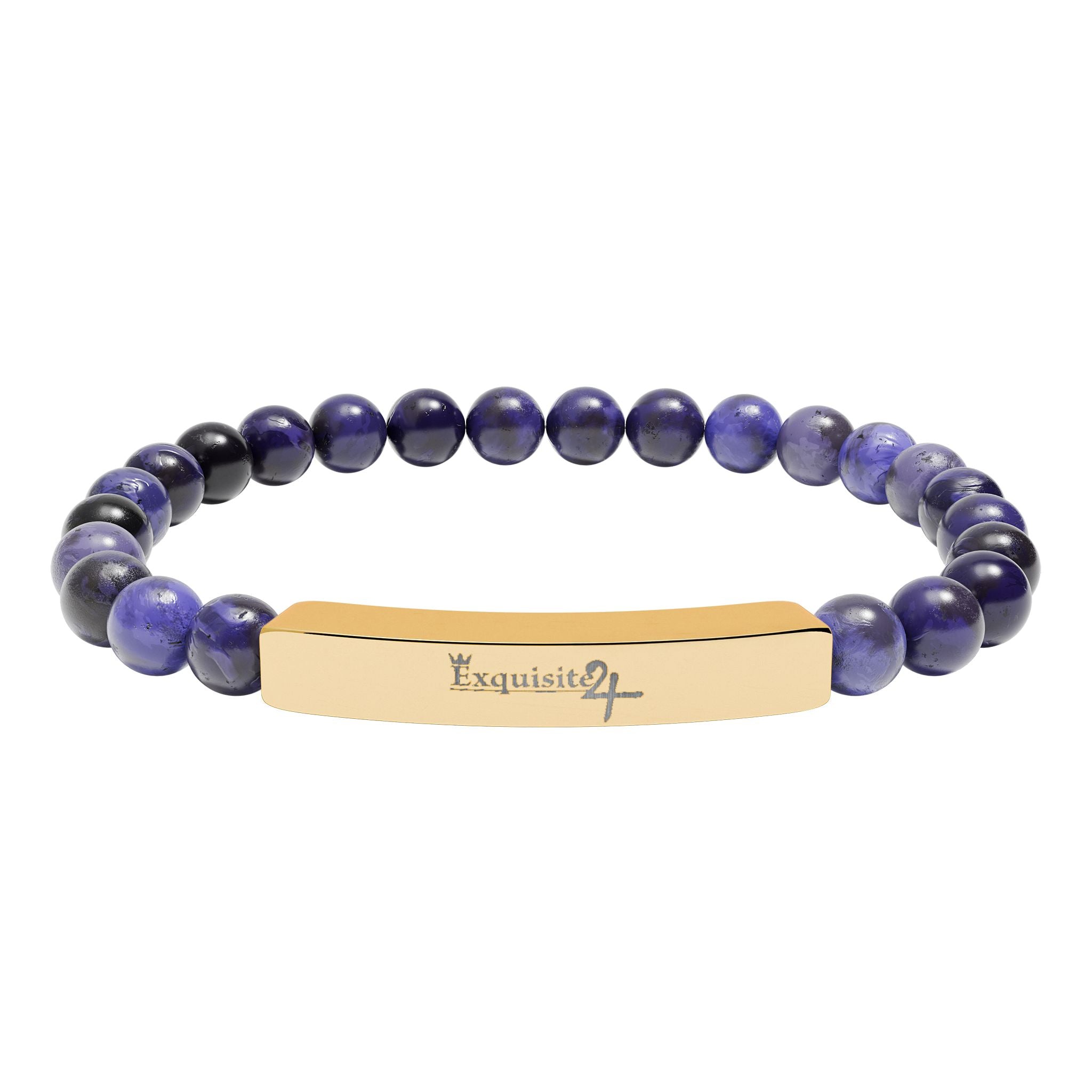 Exquisite 24 Engraved Natural Stone Bead Bar Bracelet