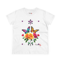 Butterfly Blossom with Purple Border Women's Graphic Tee