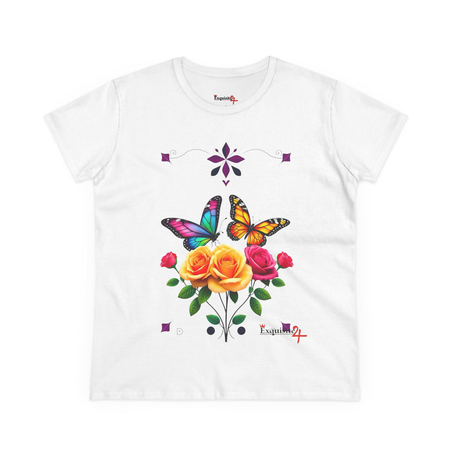 Butterfly Blossom with Purple Border Women's Graphic Tee