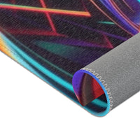 Neon Swirl Area Rug — Retro Rainbow Abstract Accent Rug