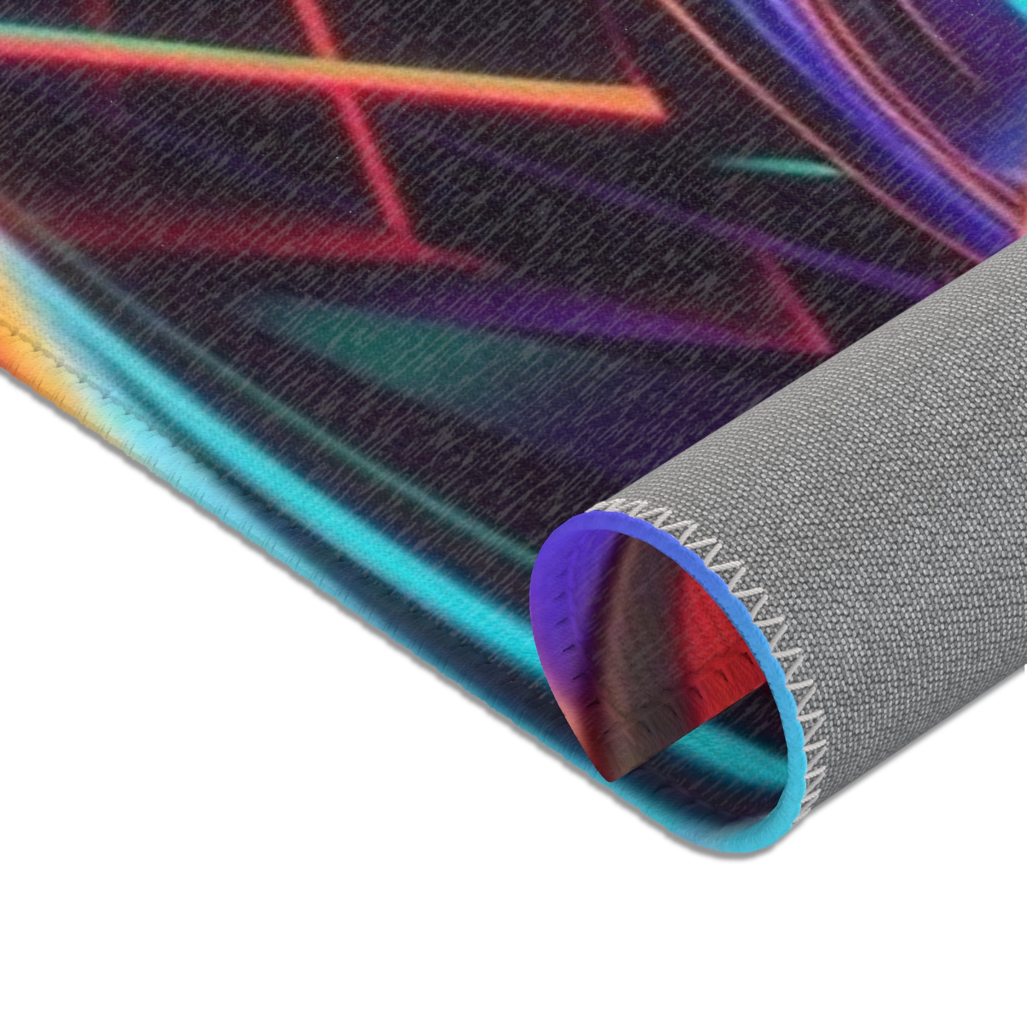 Neon Swirl Area Rug — Retro Rainbow Abstract Accent Rug