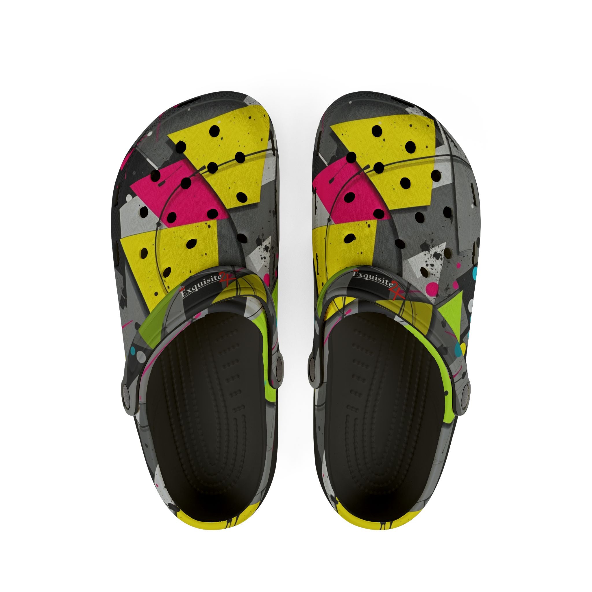 Neon Abstract EVA Foam Clogs — Lightweight Printed Garden Shoes
