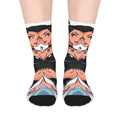 Mid-Length Socks — Vintage Pinup Twin Girls Graphic Crew Socks