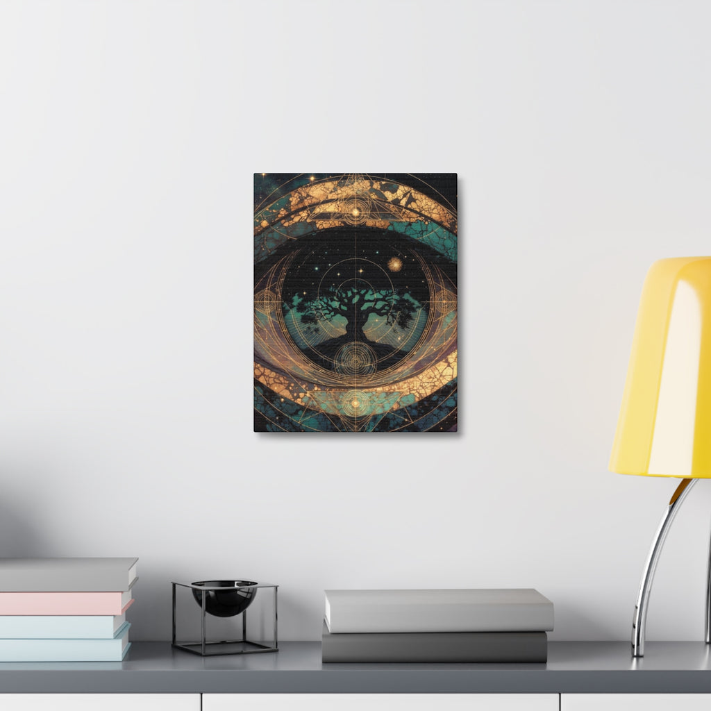 Mystic Tree of Life Stretched Canvas – Spiritual Cosmic Wall Art