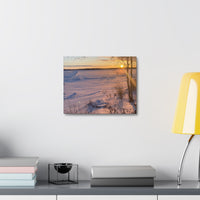 Sunset over Frozen Lake Stretched Canvas Wall Art