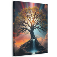 Tree of Light Stretched Canvas Wall Art – Inspirational Fantasy Landscape