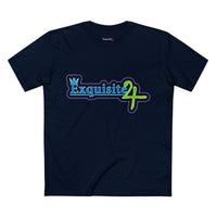 Exquisite 24 Sticker Logo Graphic Tee – Neon Blue-Green