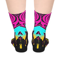 Vibrant Neon Tribal Mid-Length Socks