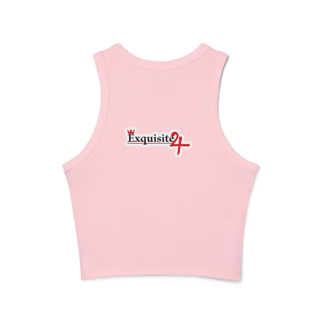 Racer Tank - '"Champions Are Made In The Gym" Pink Graphic Crop