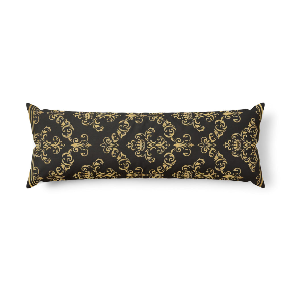 Baroque Gold Scroll Body Pillow — Elegant Decorative Lumbar Pillow
