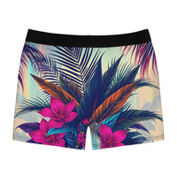 Tropical Floral Boxer Briefs — Vibrant Palm & Hibiscus All-Over Print