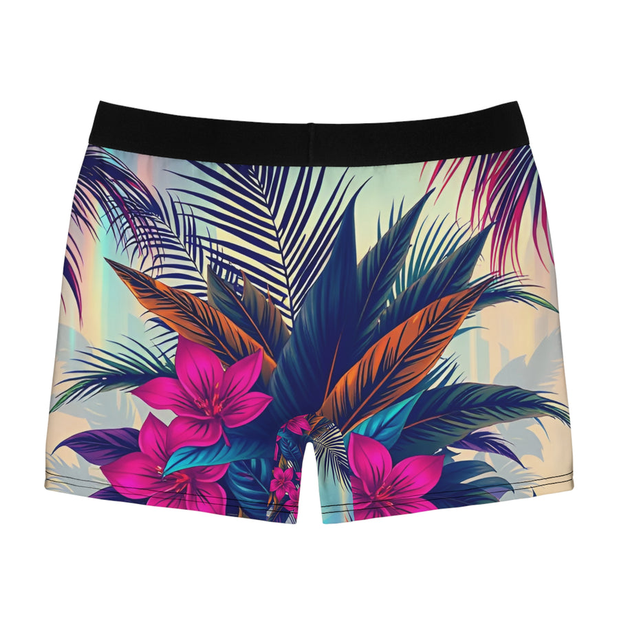 Tropical Floral Boxer Briefs — Vibrant Palm & Hibiscus All-Over Print