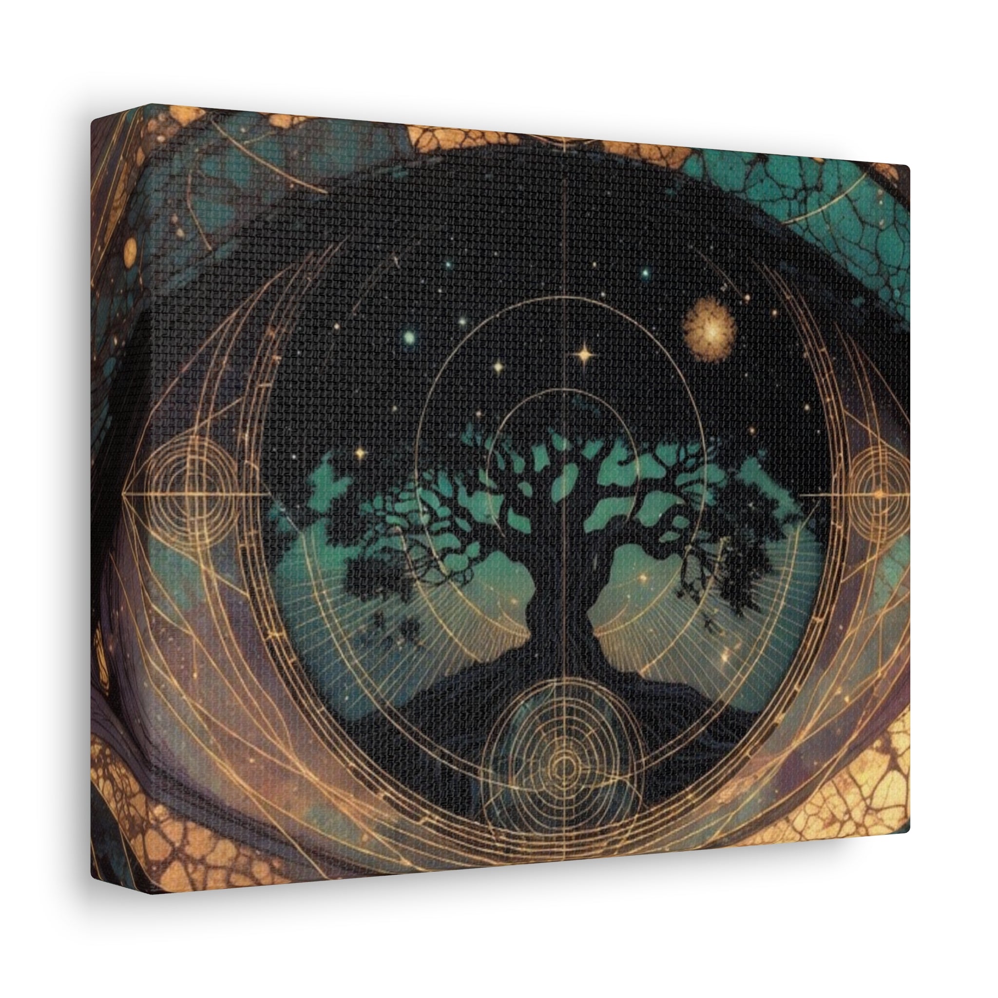 Mystic Tree of Life Stretched Canvas – Spiritual Cosmic Wall Art