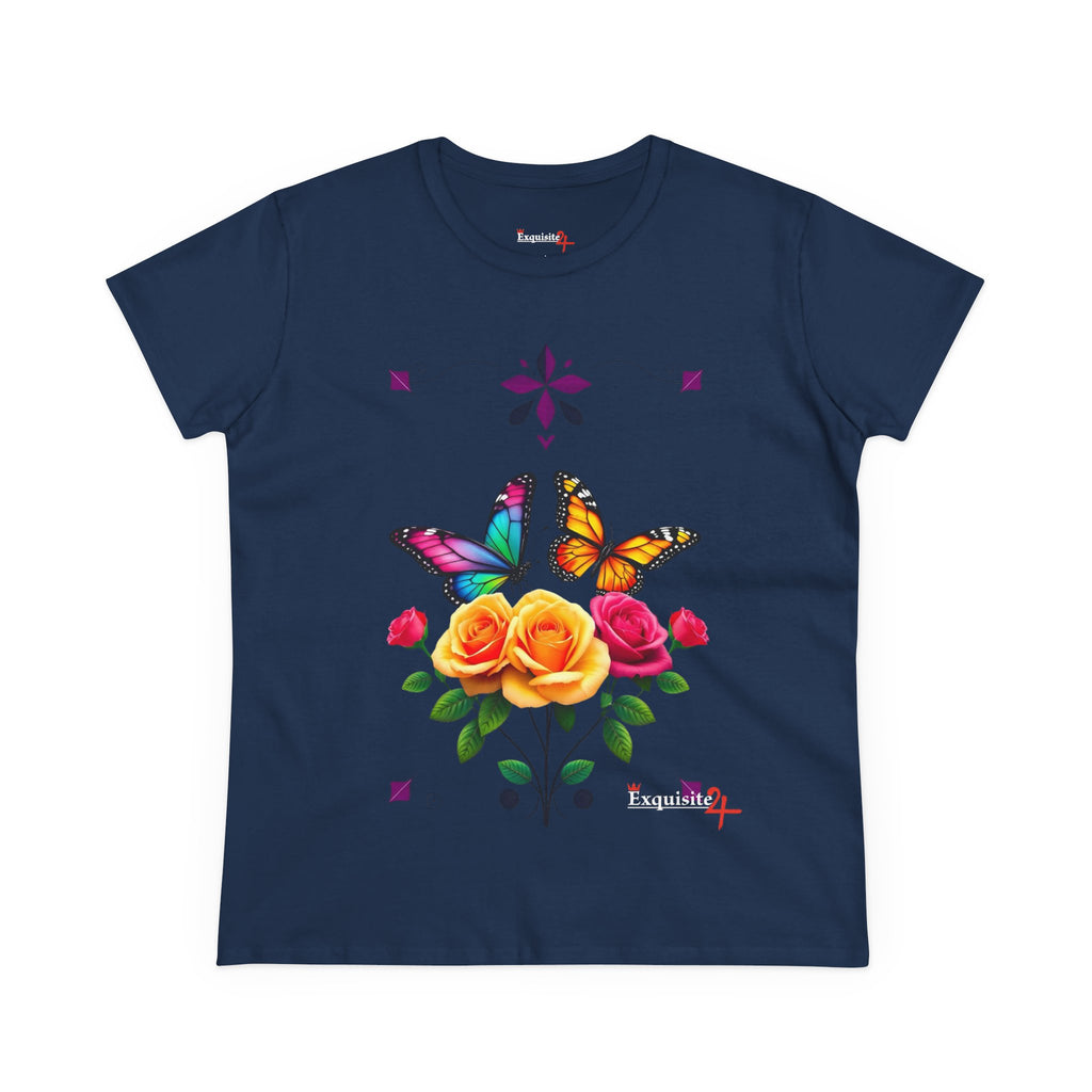 Butterfly Blossom with Purple Border Women's Graphic Tee