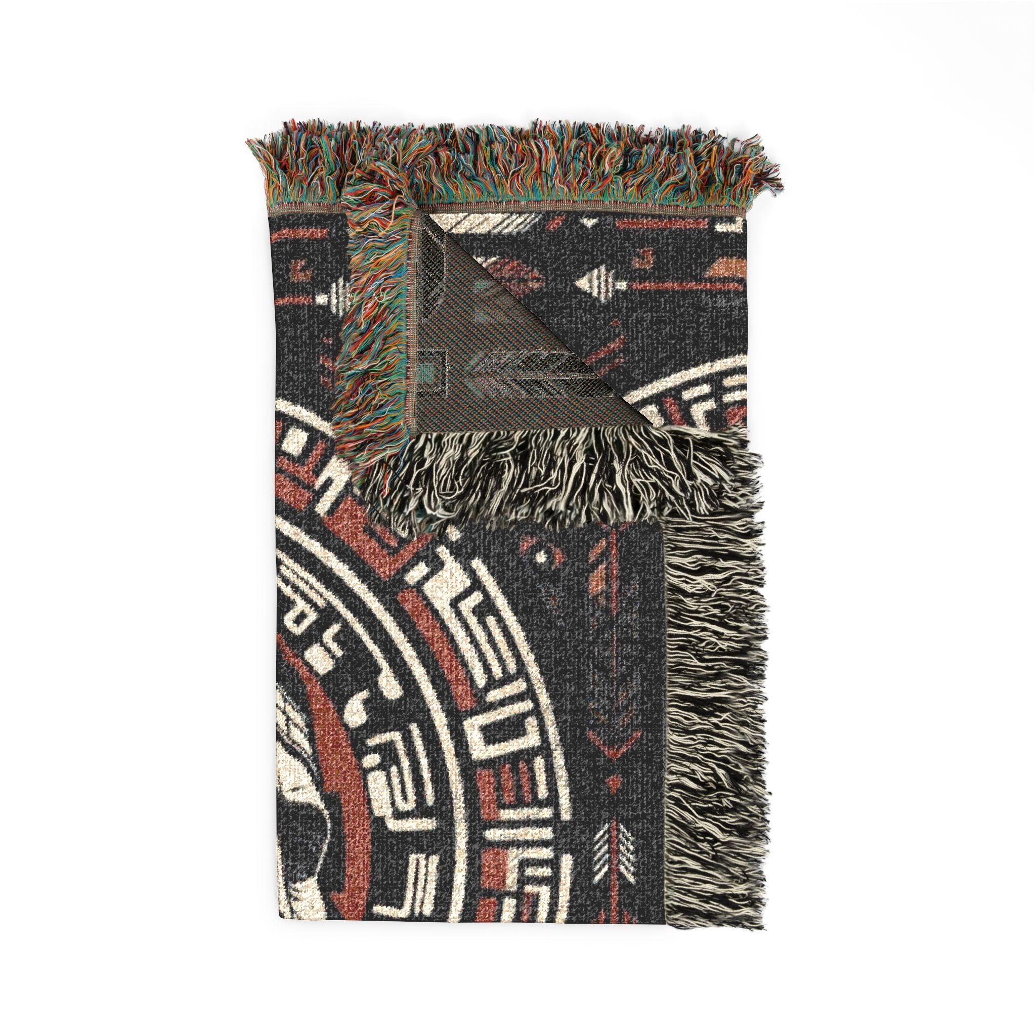 Native Chief Tapestry Blanket — Woven Tribal Headdress Throw