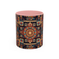 Boho Geometric Accent Mug — Colorful Tribal Pattern Coffee Cup