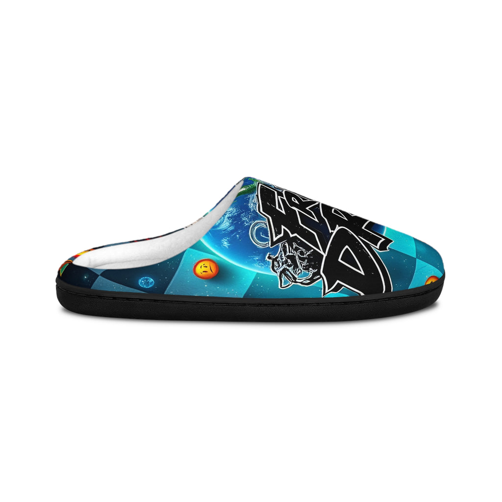 Graffiti Fresh Drip Men's Indoor Slippers — Blue Street Art Cozy House Shoes