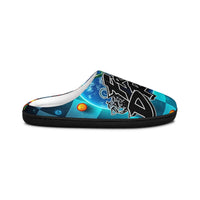 Graffiti Fresh Drip Men's Indoor Slippers — Blue Street Art Cozy House Shoes