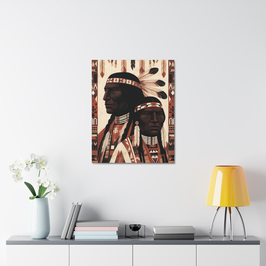 Aboriginal American Chiefs Portrait Stretched Canvas
