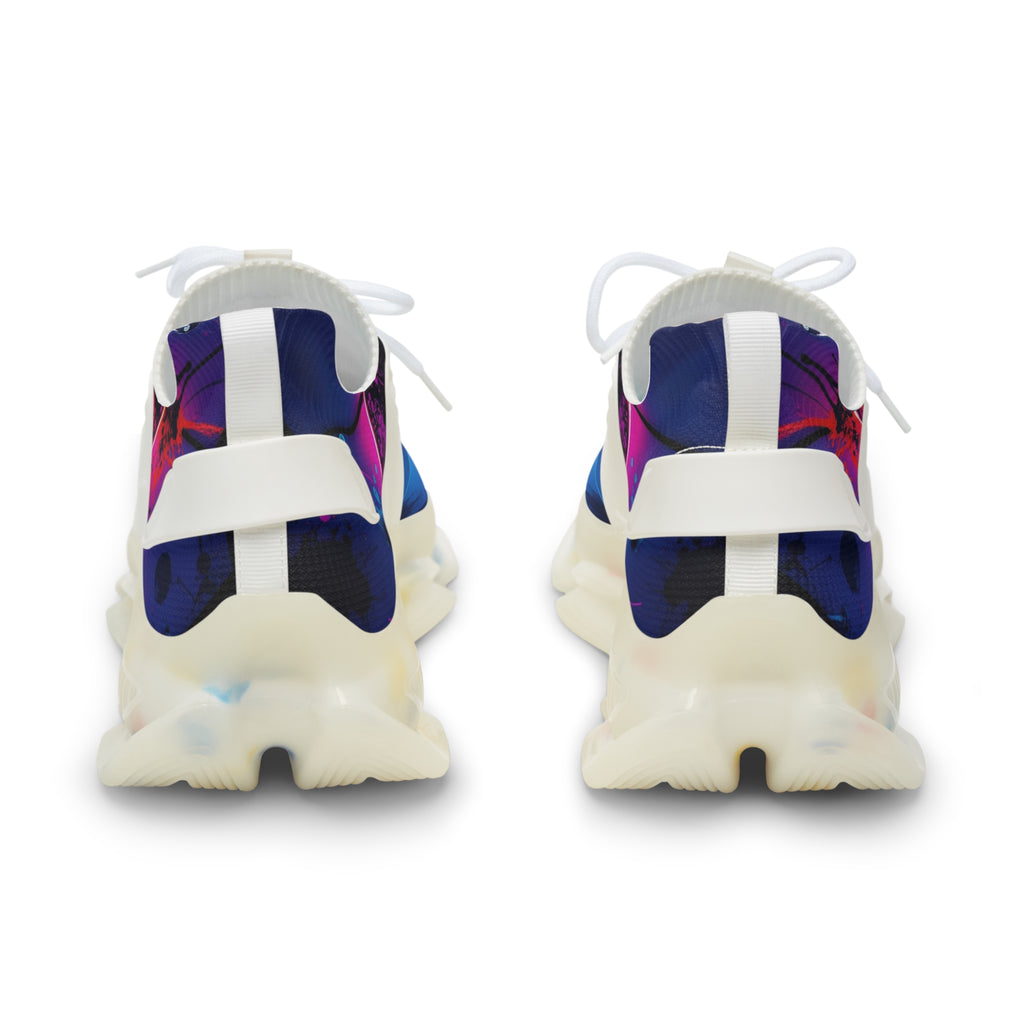 Women's Neon Geometric Athletic Shoes (Blue Pink Hexagon)