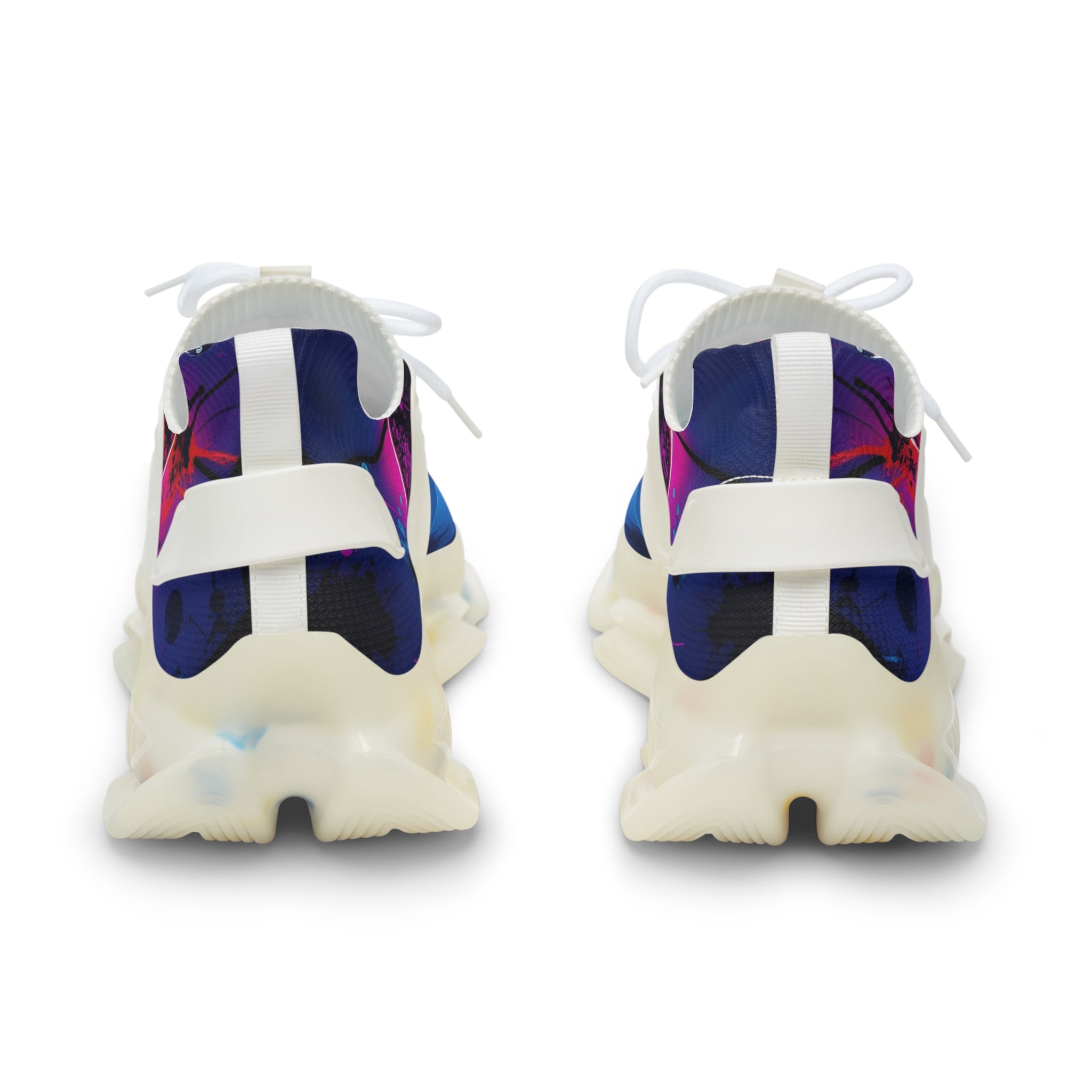 Women's Neon Geometric Athletic Shoes (Blue Pink Hexagon)