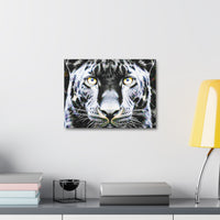 Leopard Portrait Stretched Canvas — Snow Leopard Wall Art with Yellow Eyes
