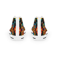 Ethnic Geo Pattern High Top Sneakers — Colorful Tribal-Inspired Men's Shoes