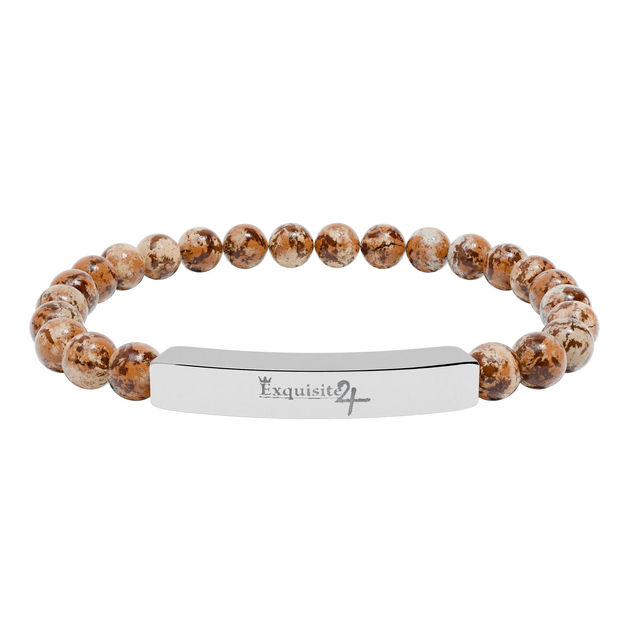 Exquisite 24 Engraved Natural Stone Bead Bar Bracelet
