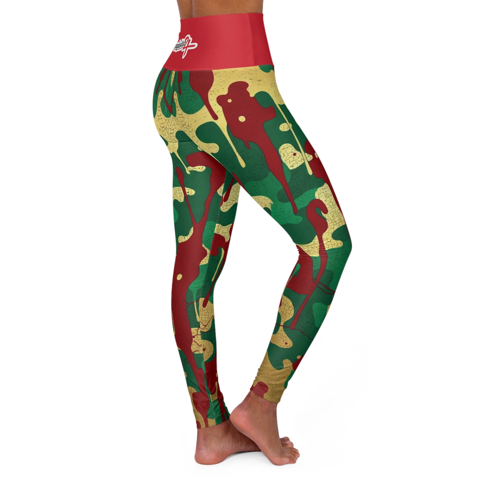 Green Gold Green Camo High-Waisted Leggings