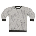 Elephant Sketch Pattern Sweatshirt — All-Over Print Wildlife Pullover