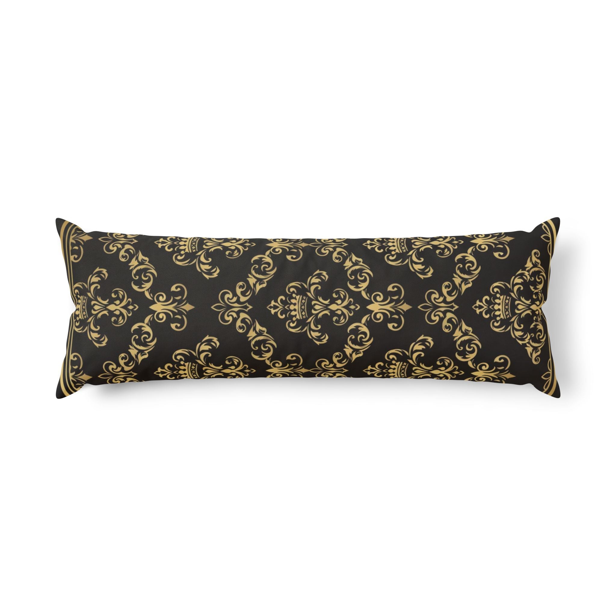 Baroque Gold Scroll Body Pillow — Elegant Decorative Lumbar Pillow