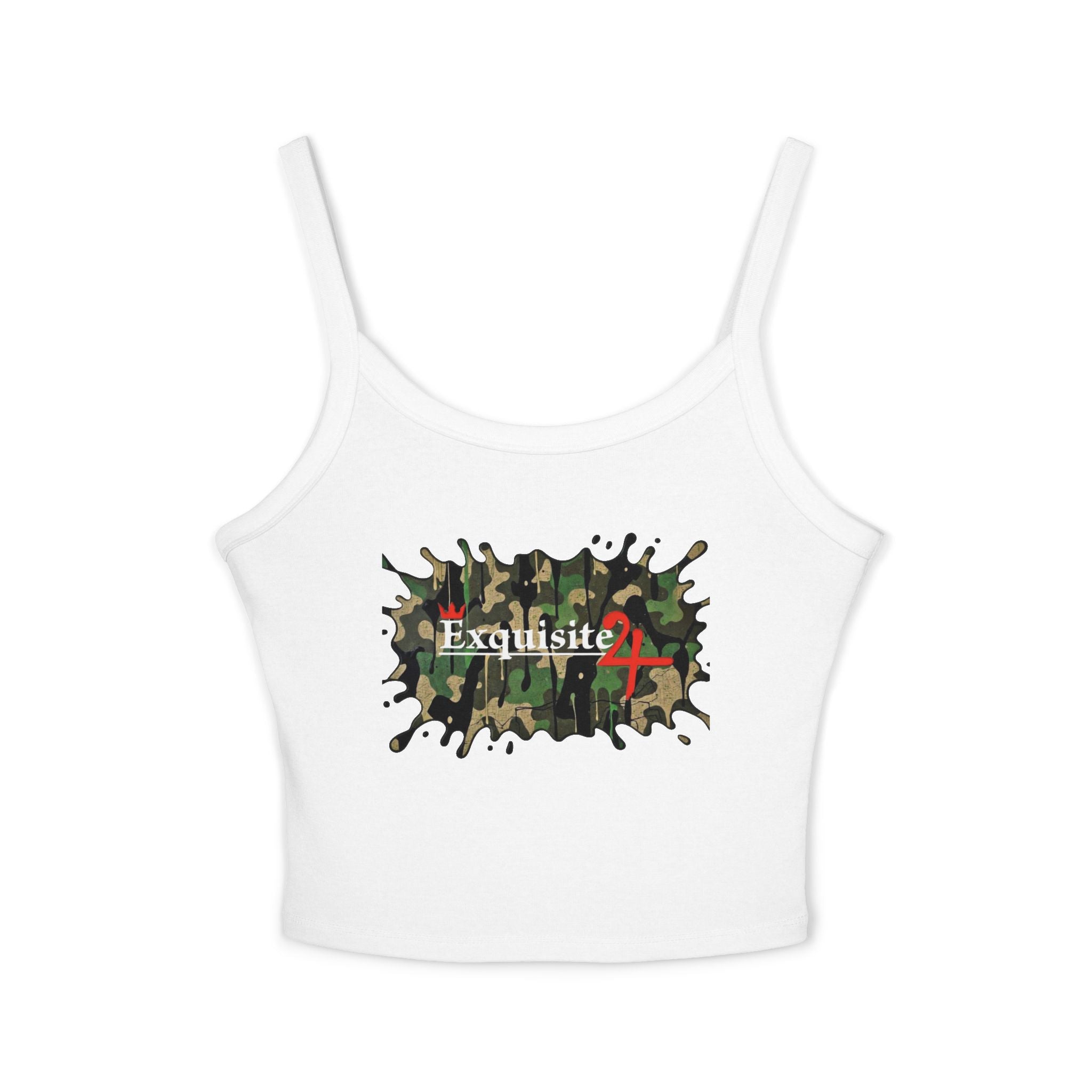 Women's Cami Tank Top — 'Exquisite 24' Camo Logo Crop Tank