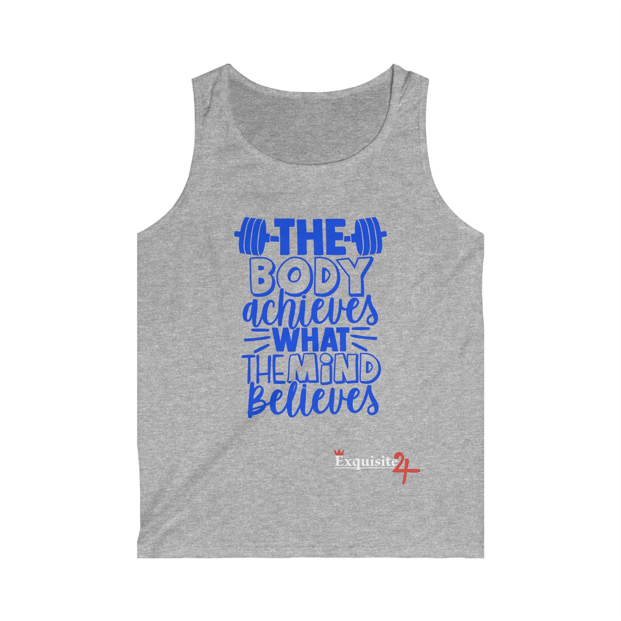 Exquisite 24 Motivational Gym Tank Top — “The Body Achieves What the Mind Believes”