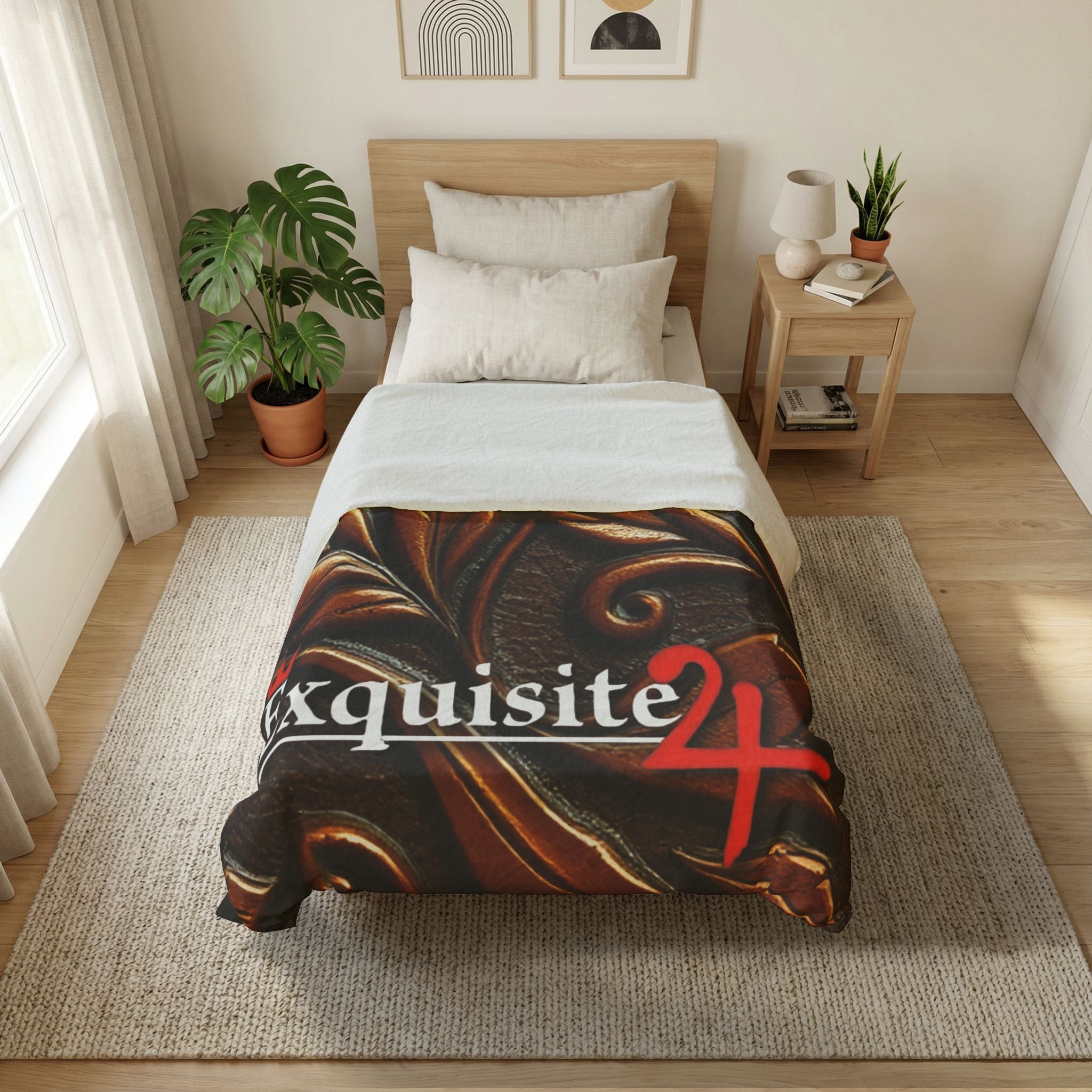 Exquisite 24 Brown Embossed Leaf Cotton Duvet Cover