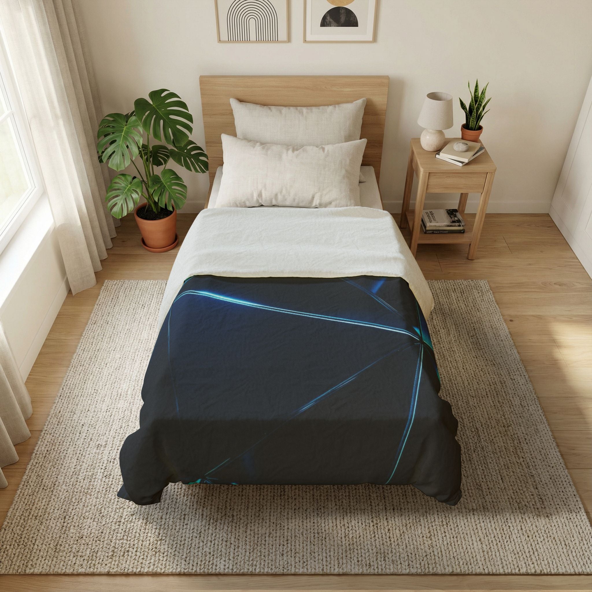 Geometric Blue Crystal Cotton Duvet Cover