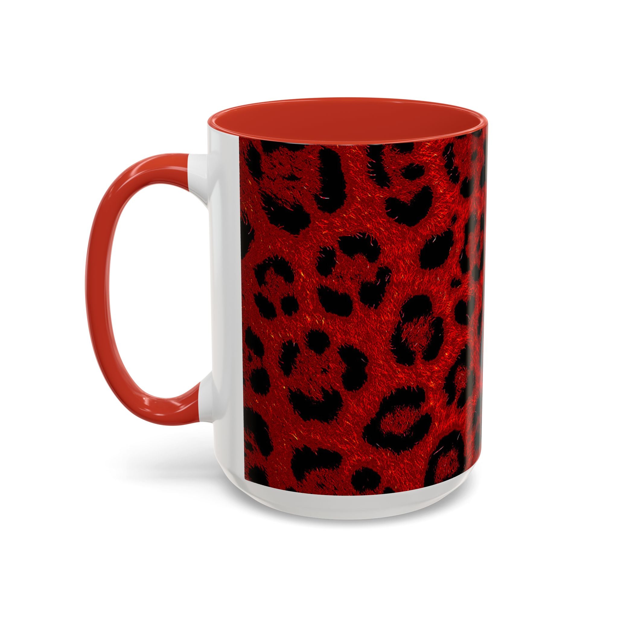 Red Leopard Print Accent Coffee Mug (11/15oz)